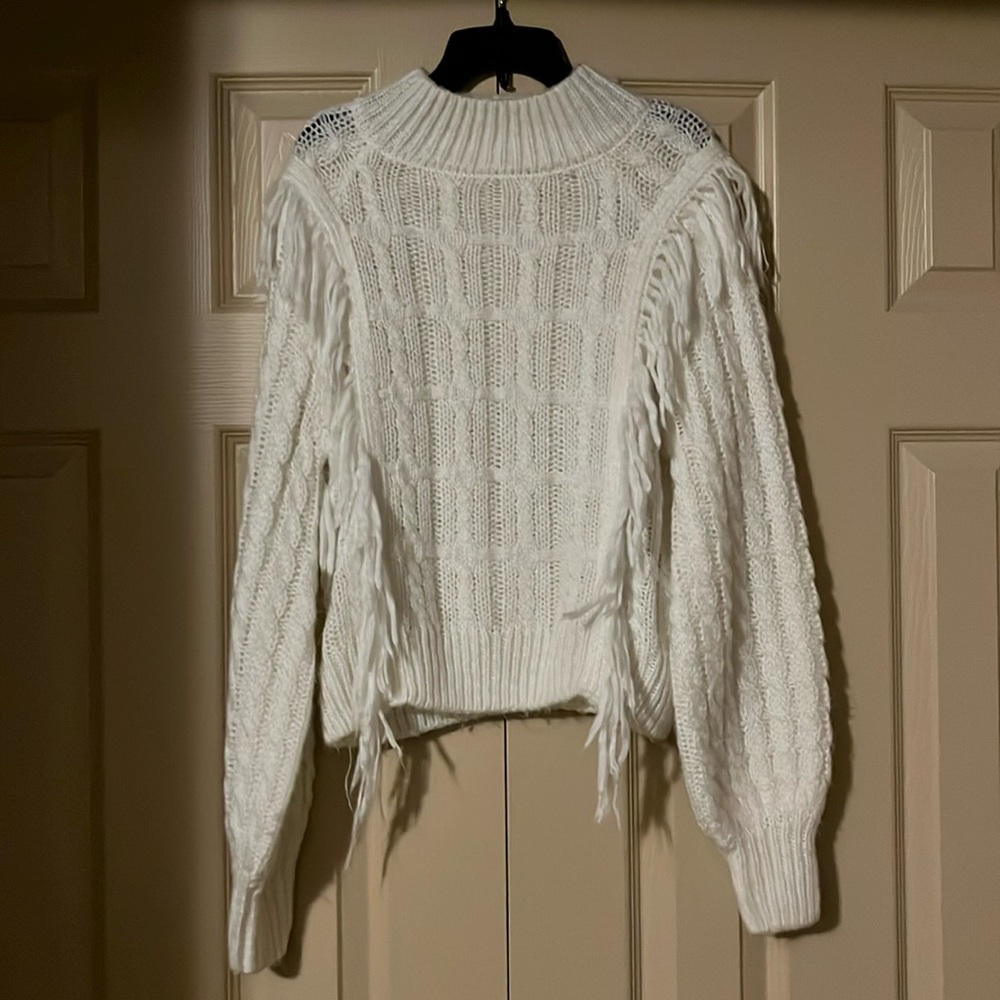 Altar’d State Fringe Snow White Cream Winter Sweater